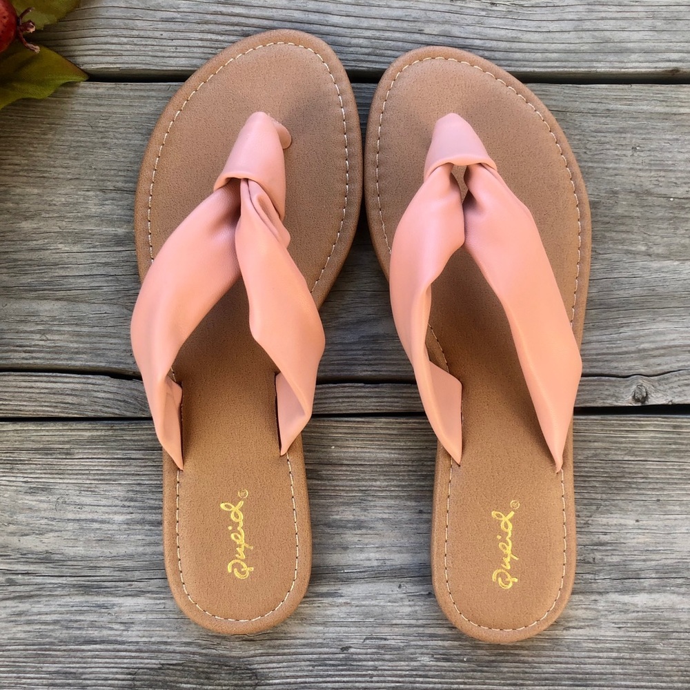Pink padded flip flops